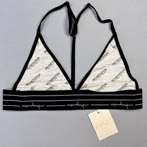 OneTeaspoon Bralet Womens Large Grey Marl Hannah‎ T-Back Logo Strappy Cotton New